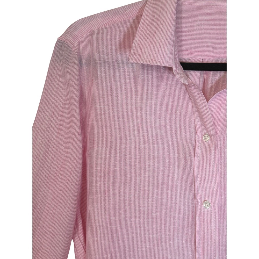 J McLaughlin 100% Linen Striped Button Down Shirt Dress Long Sleeve XL Coastal - Picture 15 of 16